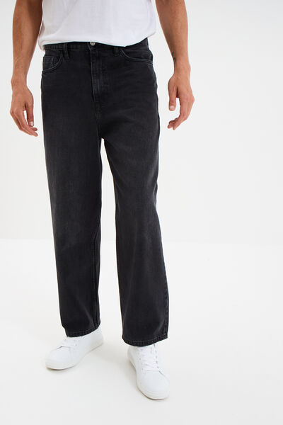Jeans baggy 5 poches coton denim noir homme