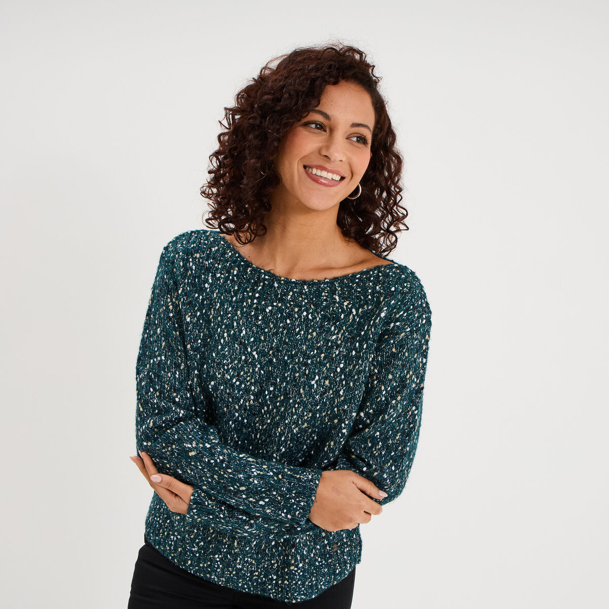 Pull manches longues bleu canard femme