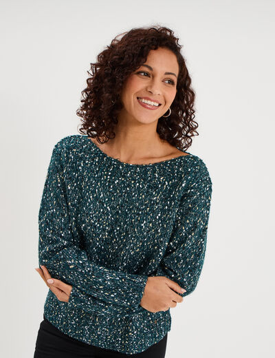 Pull manches longues bleu canard femme