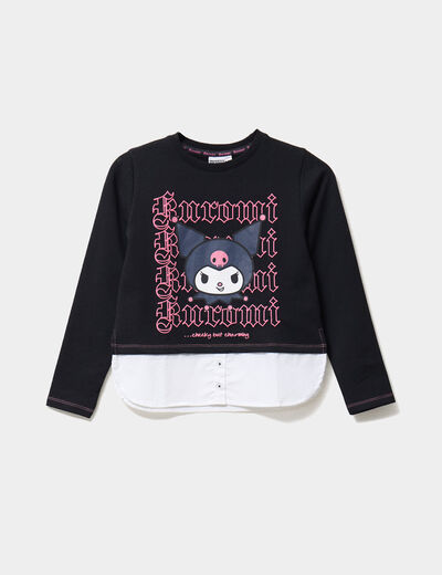 Sweat effet 2-en-1 Hello Kitty Kuromi noir fille