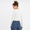 Pull c&ocirc;tel&eacute; manches longues Creeks blanc femme