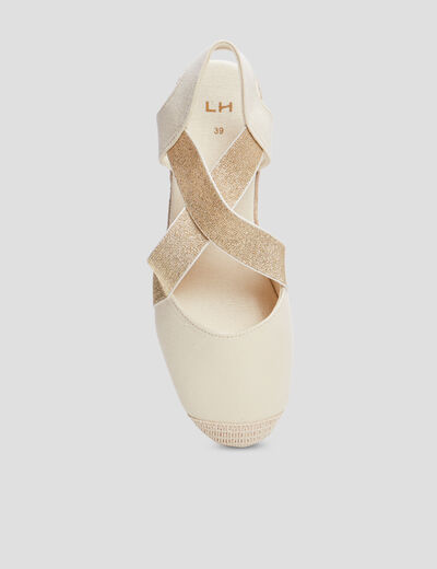 Sandales espadrilles compens&eacute;es sable femme