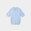 Pull col polo manches courtes bleu femme