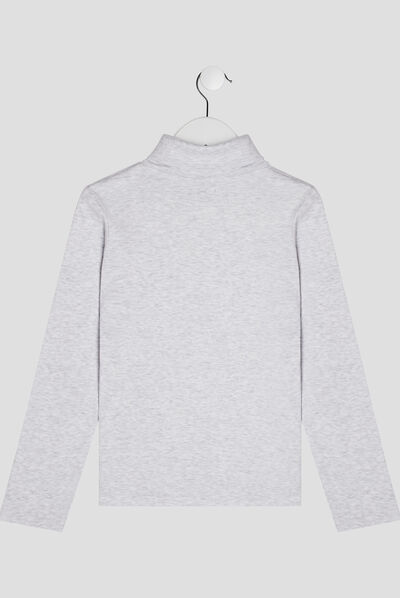T-shirt col roulé manches longues ecru garçon