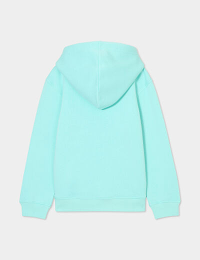 Sweat &agrave; capuche hoodie 1 poche bleu turquoise gar&ccedil;on