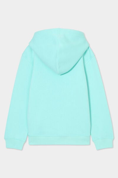 Sweat &agrave; capuche hoodie 1 poche bleu turquoise gar&ccedil;on