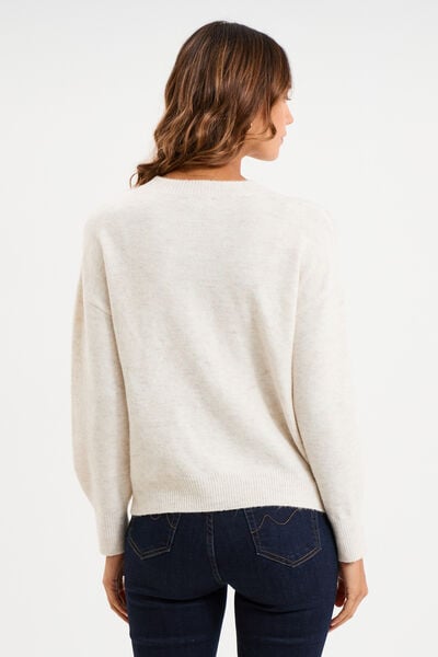 Pull de No&euml;l col rond sable femme