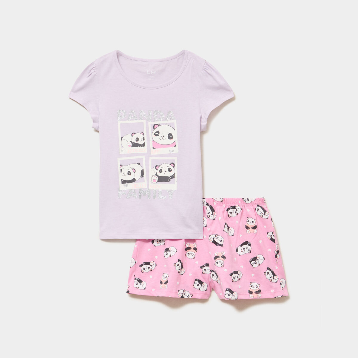 Ensemble pyjama short coton violet clair fille