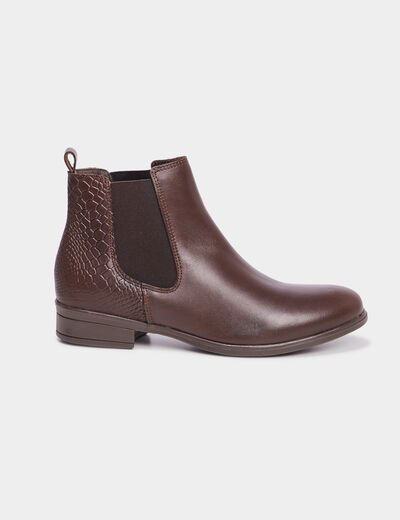 Bottines élastiquées plates marron femme