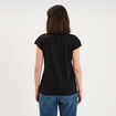 T-shirt col v poche poitrine noir femme