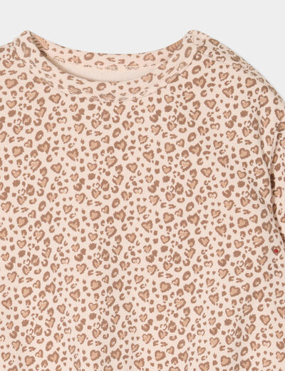 Sweat oversize manches longues col rond creme bébé fille