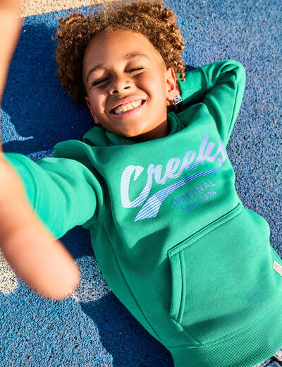 Sweat hoodie 1 poche manches longues vert gar&ccedil;on