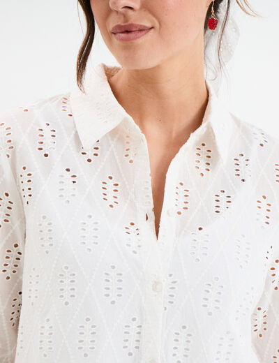 Chemise broderie anglaise coton ecru femme