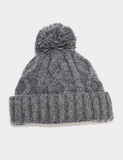 Bonnet à pompon gris foncé garçon