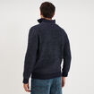 Pull avec col camionneur c&ocirc;tel&eacute; bleu fonc&eacute; homme