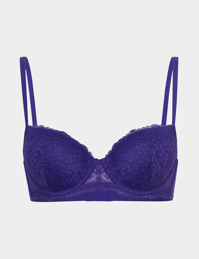Soutien-gorge corbeille micro dentelle violet foncé femme