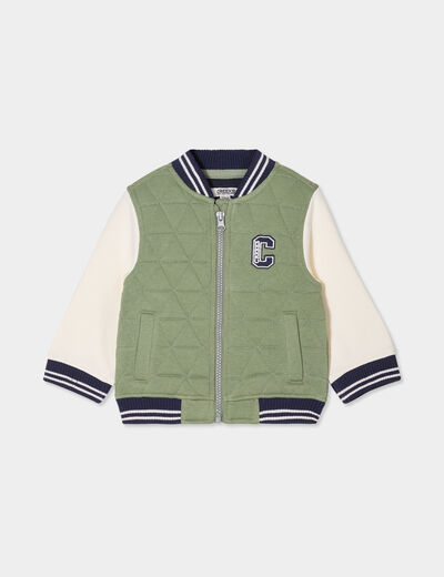 Gilet zippé matelassé col teddy Creeks vert kaki bébé garçon