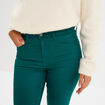 Pantalon slim en coton elasthanne vert foncé femme