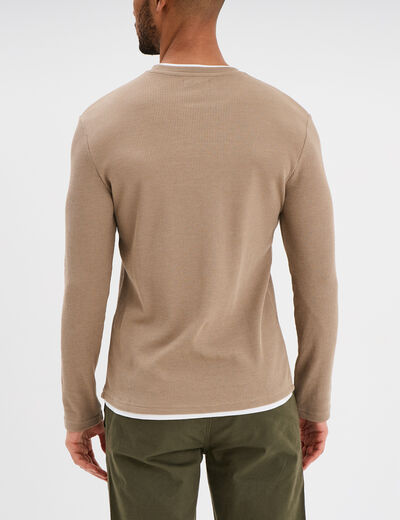 T-shirt col rond Creeks taupe homme