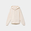 Sweat zipp&eacute; &agrave; capuche beige femme