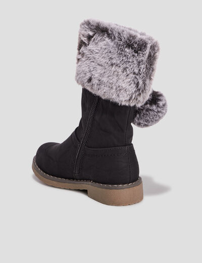 Bottes avec pompons noir fille