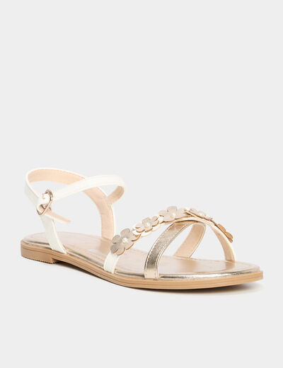 Sandales brides à fleurs blanc fille