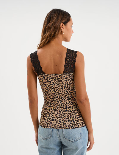 D&eacute;bardeur avec dentelle sable femme