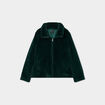 Veste fausse fourrure zippée vert foncé femme