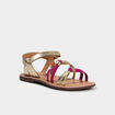 Sandales multibrides en cuir jaune or fille