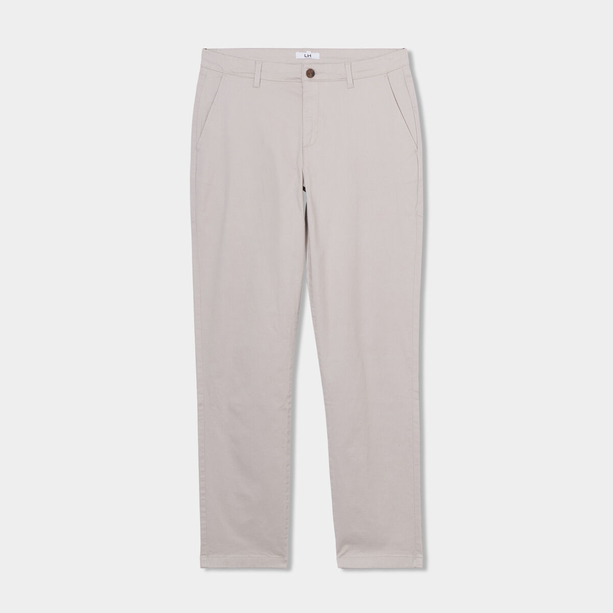 Pantalon chino droit stretch retroussé gris clair homme