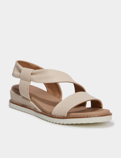 Sandales compens&eacute;es confortables blanc femme