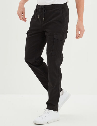 Pantalon cargo en coton noir homme