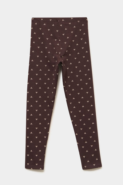 Legging taille &eacute;lastiqu&eacute;e coton marron fille