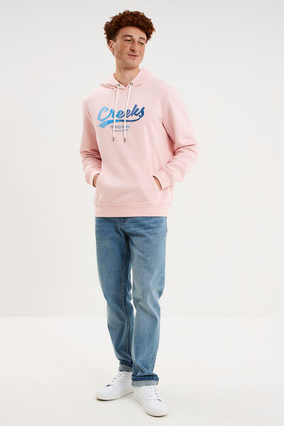 Sweat hoodie 1 poche molleton rose pastel homme