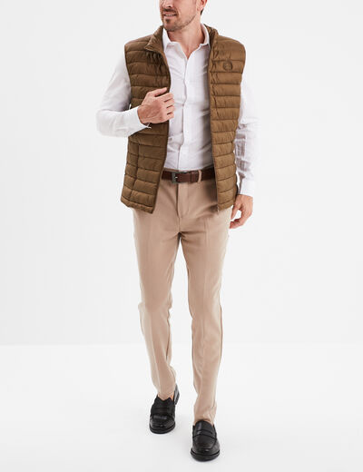 Pantalon chino slim taille élastiquée beige homme