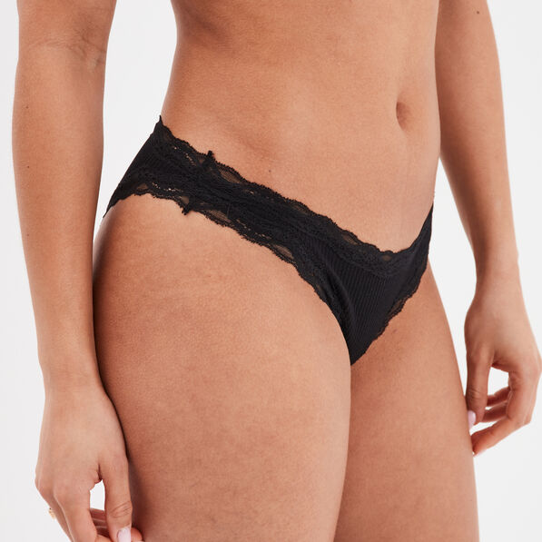 Culotte sans couture effet côtelé noir femme