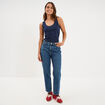 D&eacute;bardeur bretelles larges coton bleu marine femme