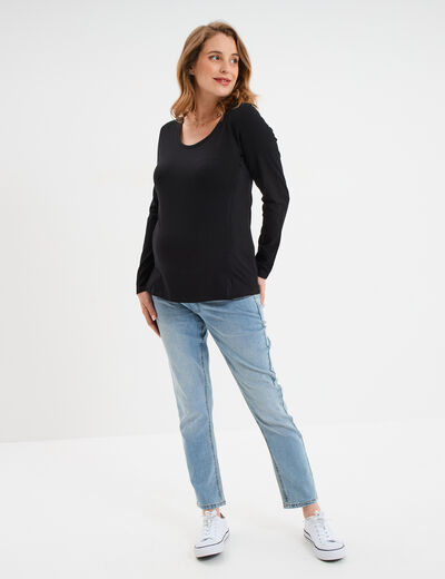 T-shirt allaitement manches longues noir femme maternité