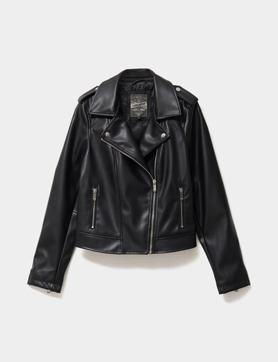 Veste biker simili cuir noir femme