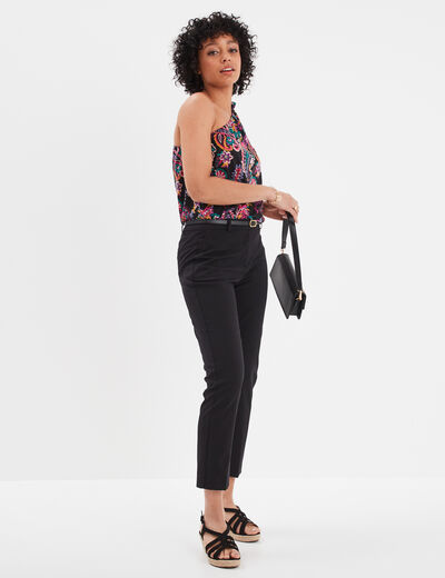 Pantalon city stretch 7/8ème noir femme