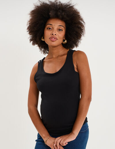 D&eacute;bardeur allaitement col rond stretch noir femme maternit&eacute;