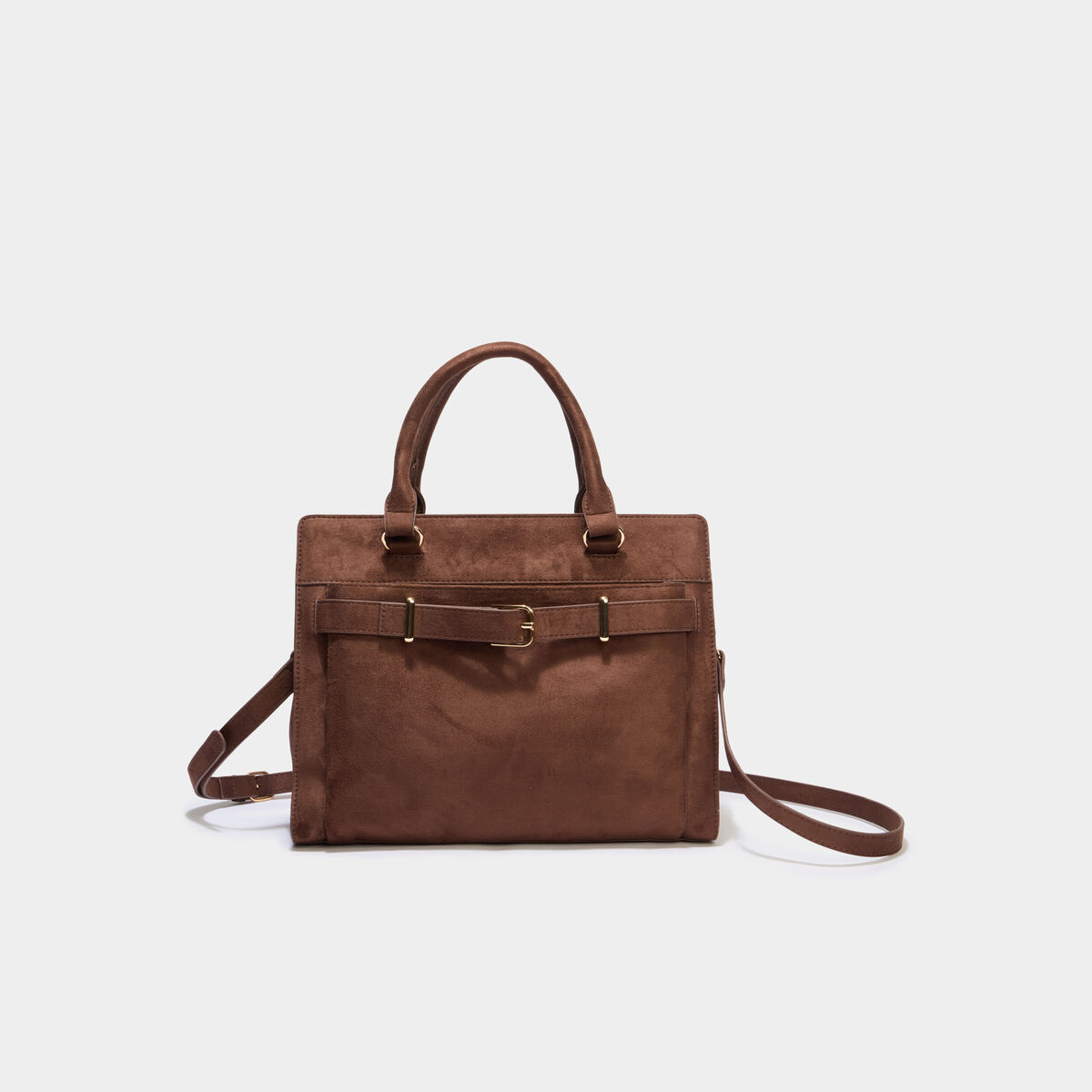 Sac &agrave; main avec boucle devant marron fonc&eacute; femme