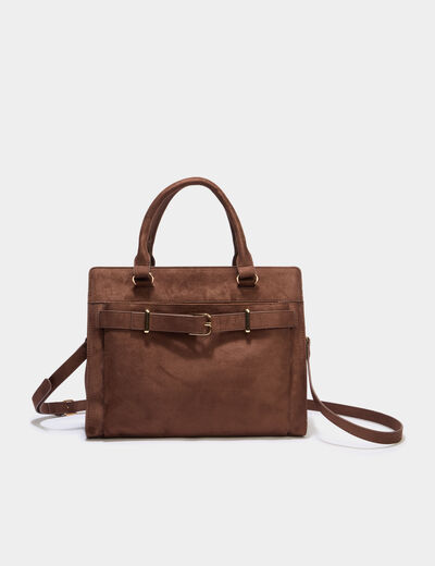 Sac &agrave; main avec boucle devant marron fonc&eacute; femme