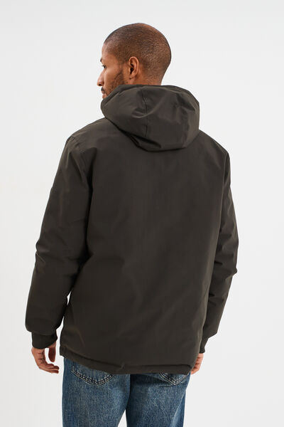 Blouson r&eacute;versible &agrave; capuche zipp&eacute; vert kaki homme