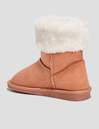 Bottines bout rond fourrées camel fille