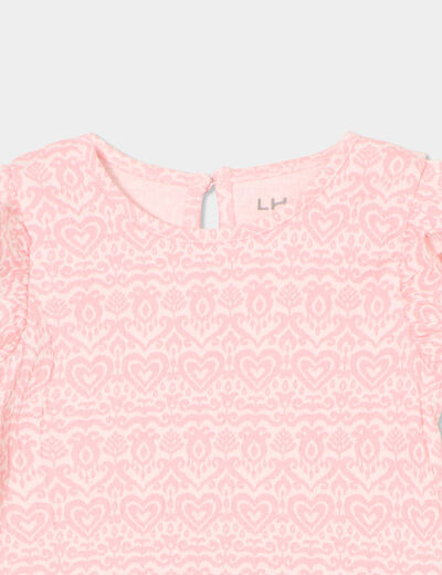 T-shirt reliefé manches volants coton blanc bébé fille