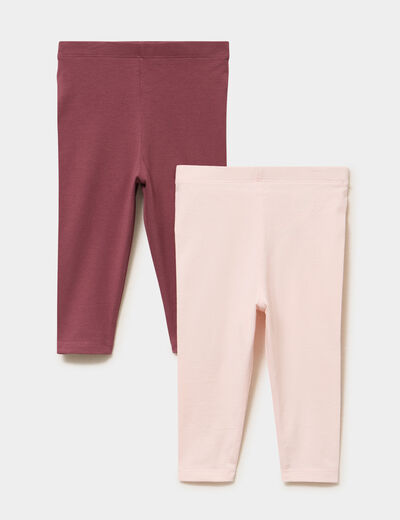 Lot 2 leggings coton bordeaux b&eacute;b&eacute; fille