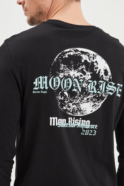 T-shirt droit manches longues Liberto noir homme