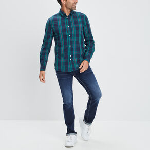 Chemise droite manches 3/4 vert emeraude homme