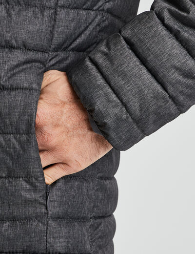 Doudoune droite l&eacute;g&egrave;re d&eacute;perlante gris fonc&eacute; homme